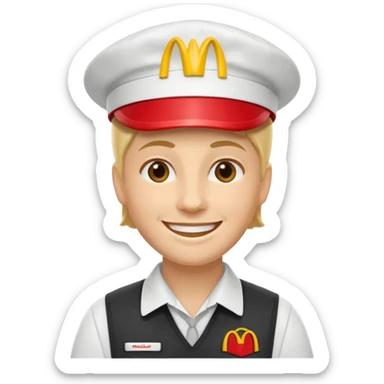 white worker at McDonald's sticker