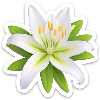 detailed white lily flower with yellow stamen sticker