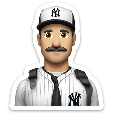 Homme blanc, 30 ans, cheveux courts noir, moustache, casquette noir yankees noir, avec uns bière  sticker