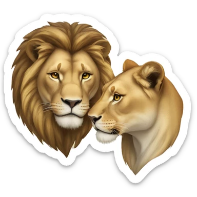 lion and lioness rubbing heads sticker