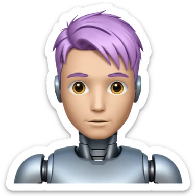 male robot with different color hair like 3rd picture, sticker