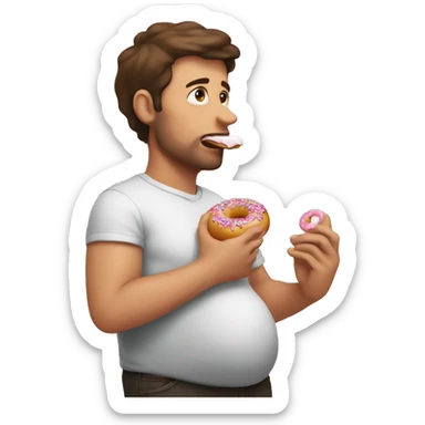 Pregnant man eating a doughnut  sticker