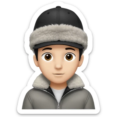 Cappellino New Era New York nero e persona con giubbotto di pecora grigio la pelliccia anche dove la zip sticker