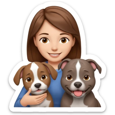 Grey pitbull with Brown haired Girl  sticker