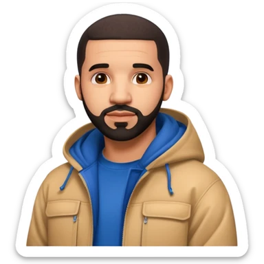 8k quailty, 5000x5000px, clean, smooth, very thin lines, hyperrealistic highly detailed,  illustration character style, canadian singer, actor, rapper, Drake in 2022,  Isolated.  sticker