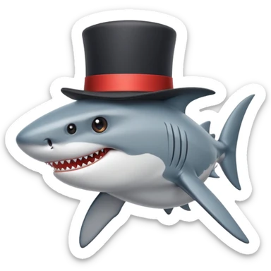 Shark with a top hat sticker