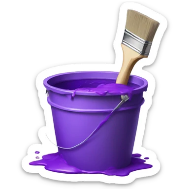 bucket of violet paint with a brush in it sticker