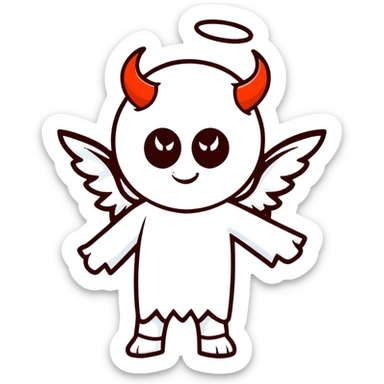 devil with angel halo sticker