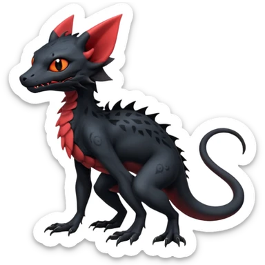 Futuristic Black Dark Abyssal Ethereal Modern Salandit-Litten-Noibat-Abyss-Lykoi-Fakémon-creature-hybrid Full Body sticker