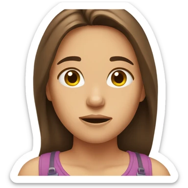 exhausted girl with brown hair  sticker