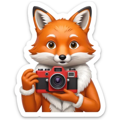 red fox white camera sticker