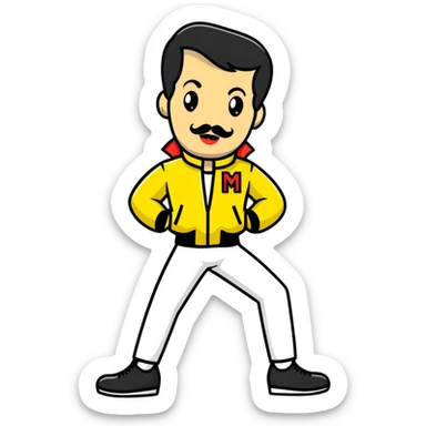 Freddie Mercury in yellow jacket from Live Aid sticker