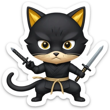 a ninja cat with throwing stars sticker