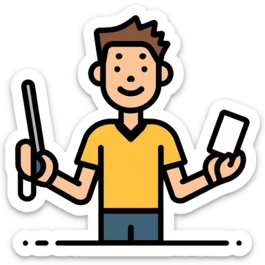 football referee with whistle and card, soccer official sticker