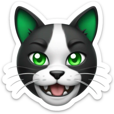 Ultra Muscular gigachad black and white Cat with green eyes flexing His biceps sticker
