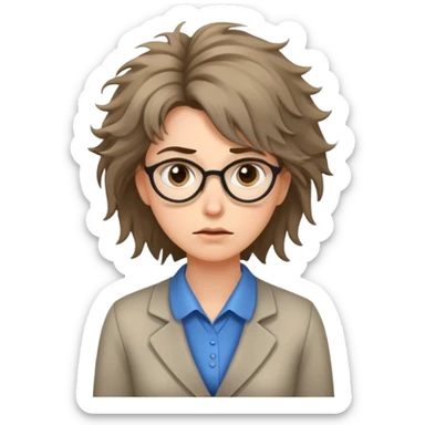 nervous female teacher with messy hair sticker