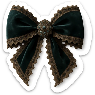 Add lace and velvet details to the gothic bow and accessories in a photorealistic style. Keep the background transparent if possible. sticker