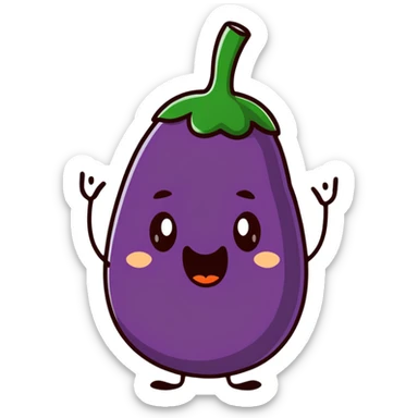 playful face eating an aubergine (eggplant) sticker