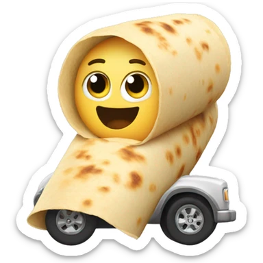 driving and eating breakfast burrito sticker