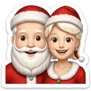 SANTA Y MAMA CLAUSE SONRIENDO CON ORTODONCIA EN DIENTES sticker