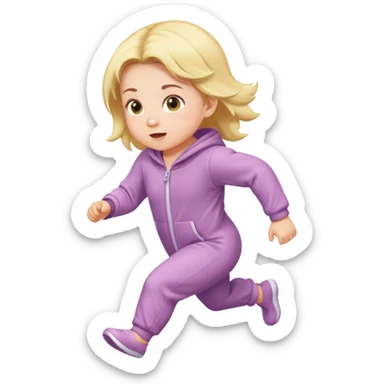 infant girl running wearing onesie sticker