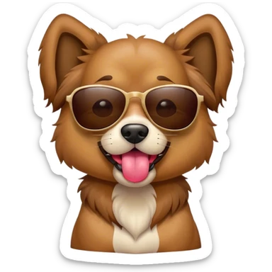 dog wearing sunglasses w tongue out sticker