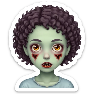 A zombie girl with very short curly hair sticker