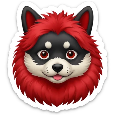 dog with very black tattoed face and red hair sticker