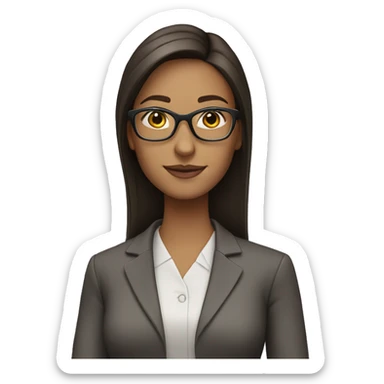 brunette teacher with straight hair and glasses sticker