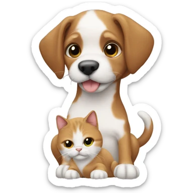 Dog holding a baby cat  sticker