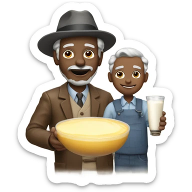 Jamal’s grandpa with custard and Jamal’s dad with milk sticker
