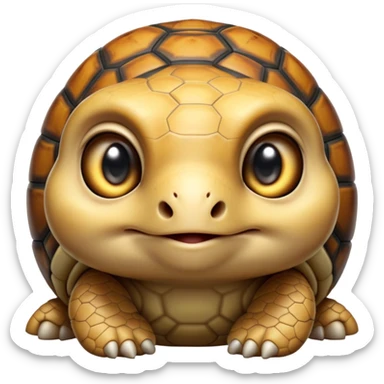 cinematic-baby tortoise-realistic--emoji,,-cute-wise-face-peering-ahead-with-calm-determination,-cute large-eyes-reflecting-centuries of wisdom, sticker