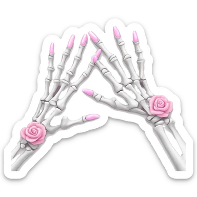 Pretty skeleton hand 5 fingers with pink nails manicure girly design but stylish minimalistic sticker