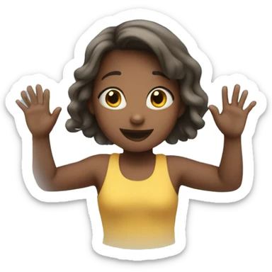 girl inside of a bubble with hands raised sticker