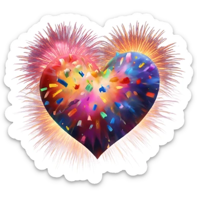 Heart with fireworks  sticker