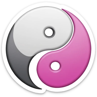 Yin Yang grey and light magenta  sticker
