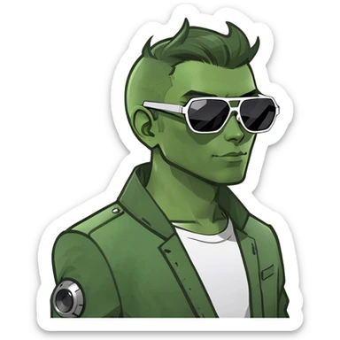 Guy with robots head sticker