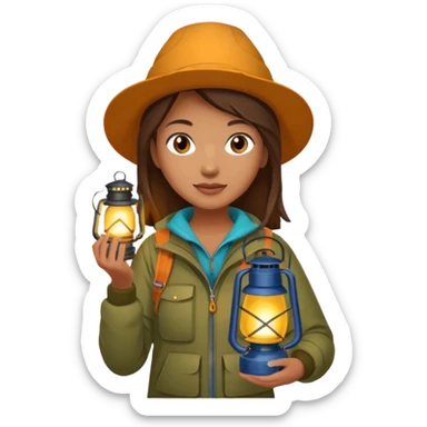 Woman + lantern,Mountain Campers. sticker
