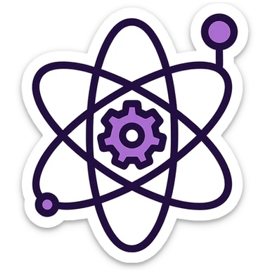 purple science and technology icon, modern style, clean lines, minimal shading sticker