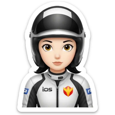 white dirt bike girl with black hair  sticker