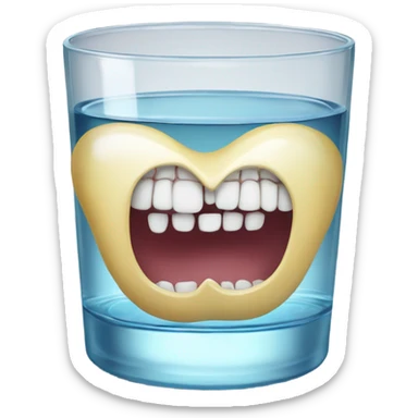A pair of false teeth in a glass of water  sticker