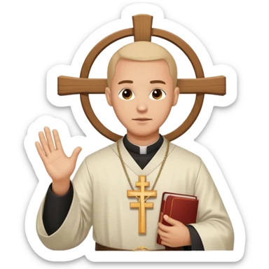 Orthodox Christian priest crossing himself with the movement of the Cross outlined sticker