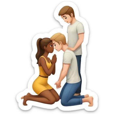 Create me an emoji of a man on his knees before a woman sticker