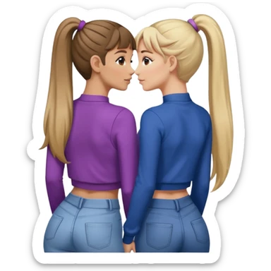  Ariana grande back view with long hair in a ponytail leaning on another girl with long hair in a ponytail  sticker