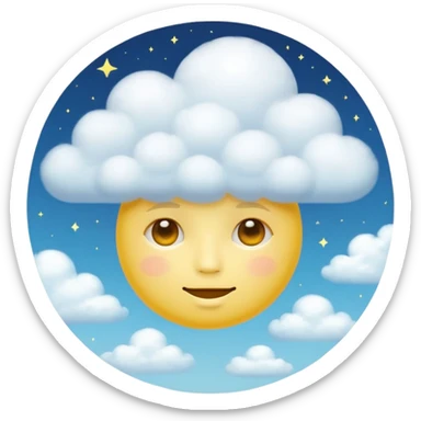 zoned out yellow circle face with clouds floating around its head as if you are spaced out sticker