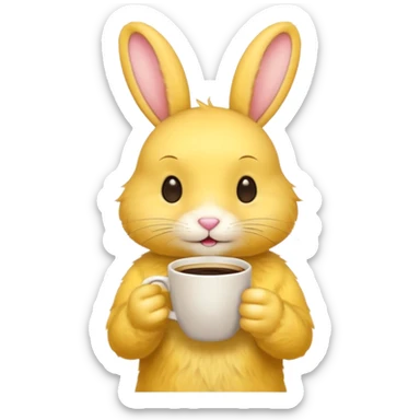 yellow rabbit with coffee sticker