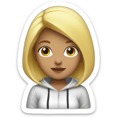 girl short hair blonde hoodie computer sticker