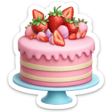Pastel Birthday cake with strawberry sticker