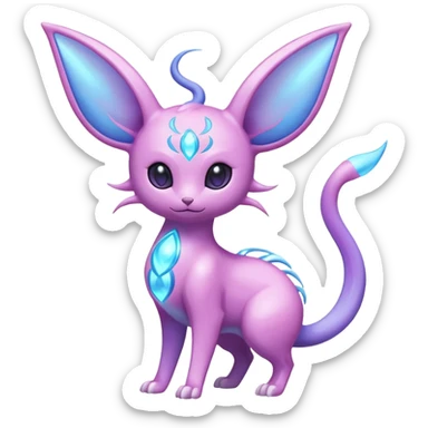 Shiny Sparkly Bioluminescent Glowing Espeon-Lumineon-Skitty-Amaura-Dragonair-Fakémon-hybrid-creature (full body)  sticker