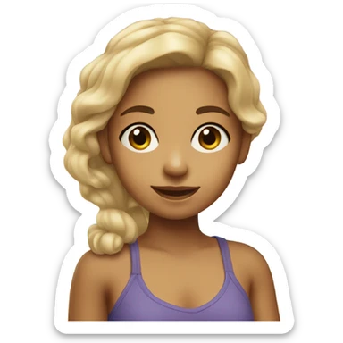 a kid girl on the beach, light skin sticker